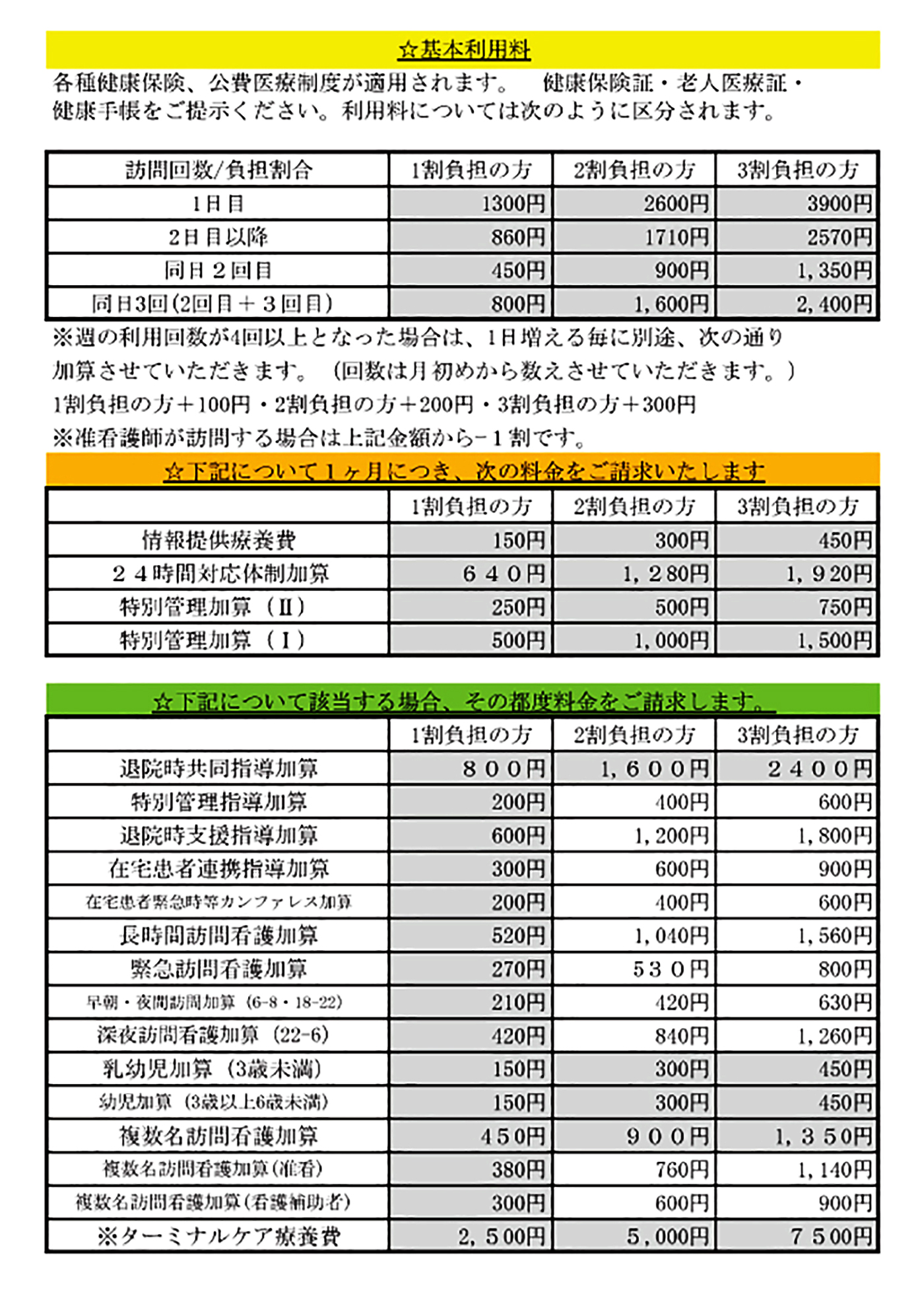 料金表2